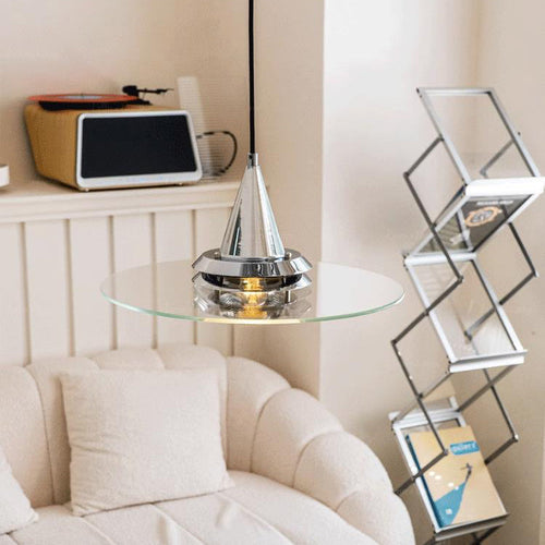 Contemporary Scandinavian Flying Saucer Iron Glass 1-light Pendant Light for Living Room