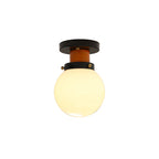 Modern Simplicity Sphere Iron Glass 1-Light Semi-Flush Mount Ceiling Light For Bedroom
