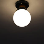 Modern Simplicity Sphere Iron Glass 1-Light Semi-Flush Mount Ceiling Light For Bedroom