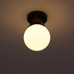 Modern Simplicity Sphere Iron Glass 1-Light Semi-Flush Mount Ceiling Light For Bedroom