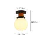 Modern Simplicity Sphere Iron Glass 1-Light Semi-Flush Mount Ceiling Light For Bedroom