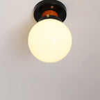 Modern Simplicity Sphere Iron Glass 1-Light Semi-Flush Mount Ceiling Light For Bedroom