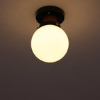 Modern Simplicity Sphere Iron Glass 1-Light Semi-Flush Mount Ceiling Light For Bedroom