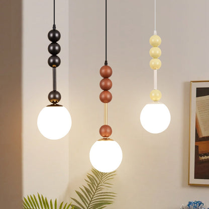 Traditional French Modo Globe Iron Glass 1-Light Pendant Light For Bedroom