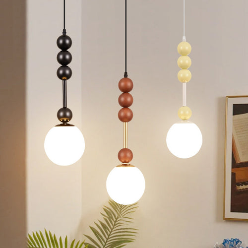 Traditional French Modo Globe Iron Glass 1-Light Pendant Light For Bedroom