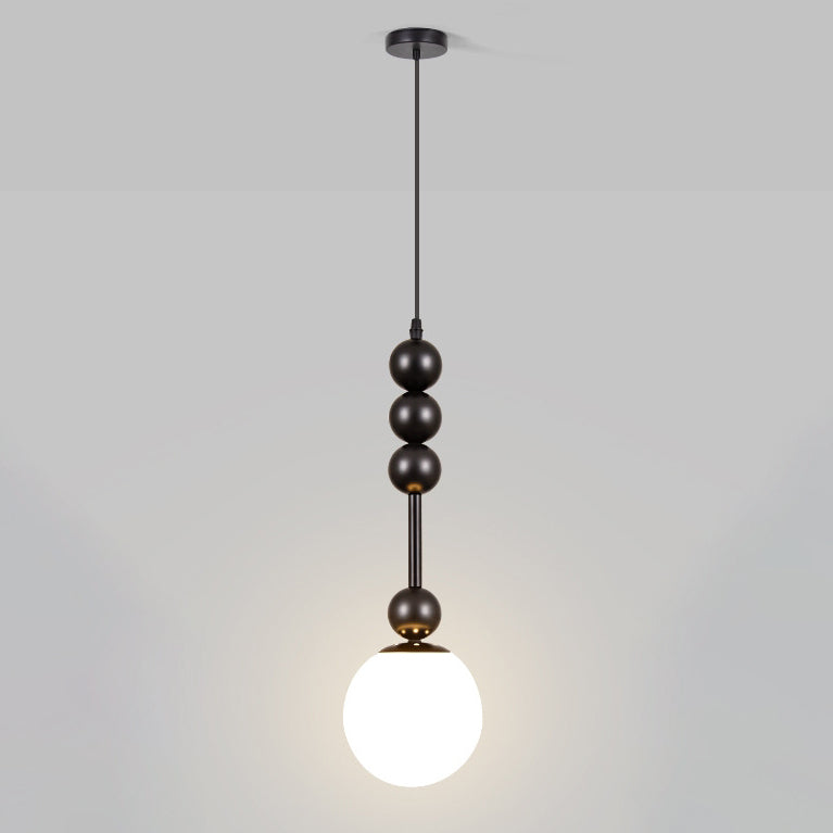 Traditional French Modo Globe Iron Glass 1-Light Pendant Light For Bedroom