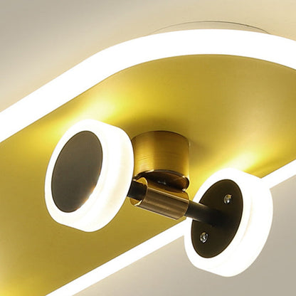 Contemporary Creative Skateboard Rectangular Iron Acrylic LED Flush Mount Ceiling Light for Bedroom