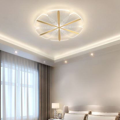 Modern Luxury Flower Iron Acrylic LED Semi-Flush Mount Ceiling Light For Bedroom