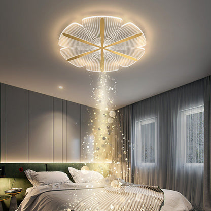 Modern Luxury Flower Iron Acrylic LED Semi-Flush Mount Ceiling Light For Bedroom