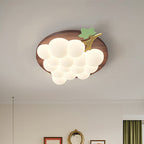 Contemporary Creative Grape Solid Wood Iron PE LED Flush Mount Ceiling Light For Bedroom