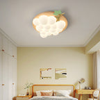 Contemporary Creative Grape Solid Wood Iron PE LED Flush Mount Ceiling Light For Bedroom