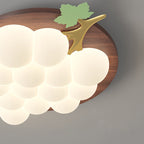 Contemporary Creative Grape Solid Wood Iron PE LED Flush Mount Ceiling Light For Bedroom