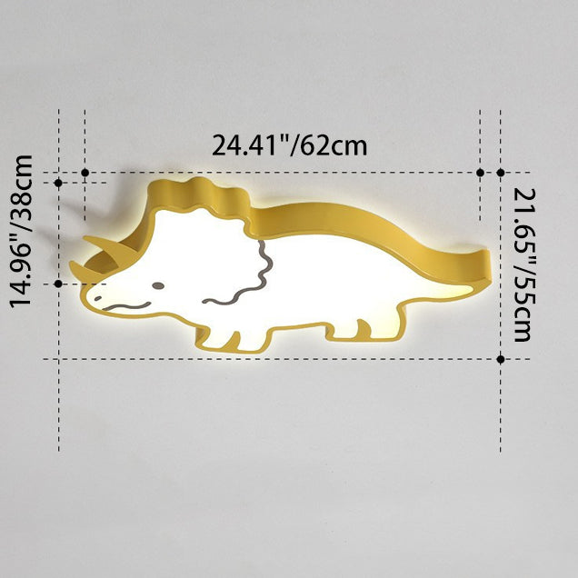 Lumendat Contemporary Creative Kids Cartoon Rhino Iron Acrylic LED Flush Mount Ceiling Light For Bedroom Lumendat