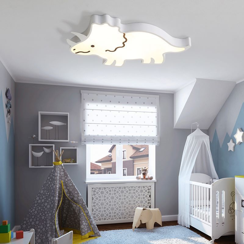 Lumendat Contemporary Creative Kids Cartoon Rhino Iron Acrylic LED Flush Mount Ceiling Light For Bedroom Lumendat