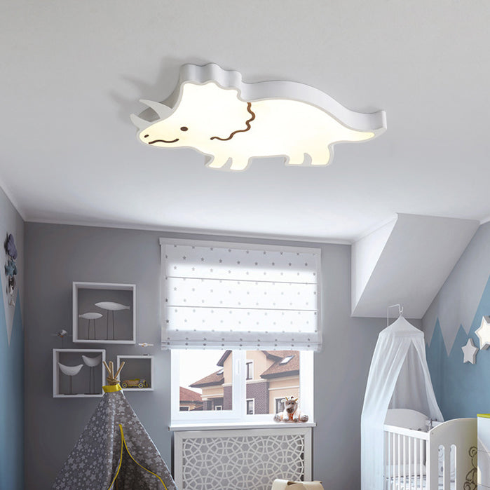 Lumendat Contemporary Creative Kids Cartoon Rhino Iron Acrylic LED Flush Mount Ceiling Light For Bedroom Lumendat