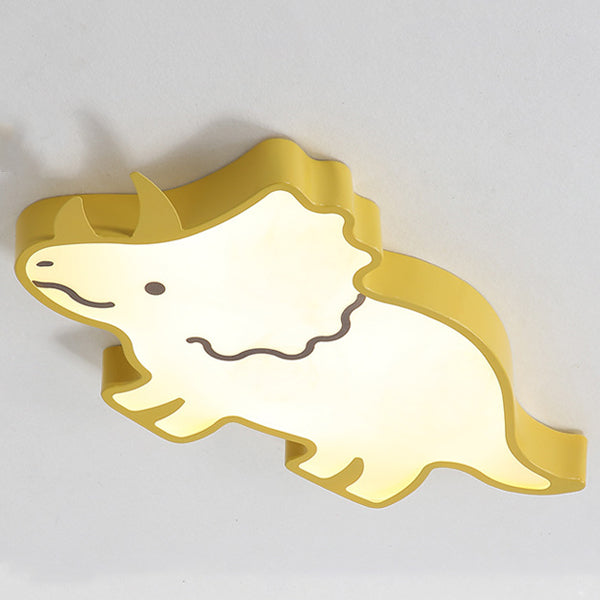Lumendat Contemporary Creative Kids Cartoon Rhino Iron Acrylic LED Flush Mount Ceiling Light For Bedroom Lumendat