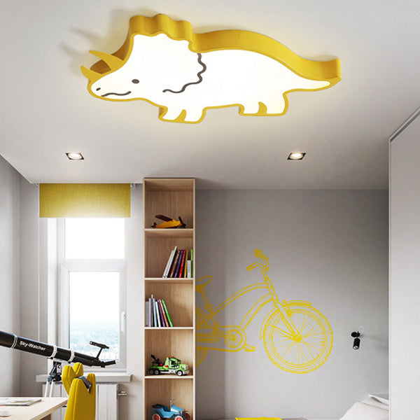 Lumendat Contemporary Creative Kids Cartoon Rhino Iron Acrylic LED Flush Mount Ceiling Light For Bedroom Lumendat