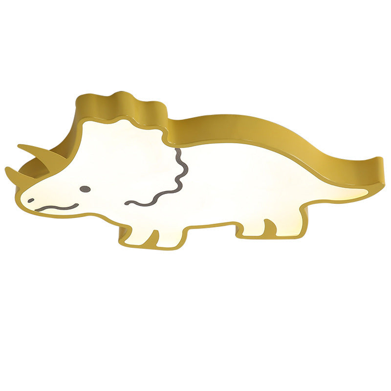 Lumendat Contemporary Creative Kids Cartoon Rhino Iron Acrylic LED Flush Mount Ceiling Light For Bedroom Lumendat