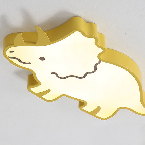 Lumendat Contemporary Creative Kids Cartoon Rhino Iron Acrylic LED Flush Mount Ceiling Light For Bedroom Lumendat