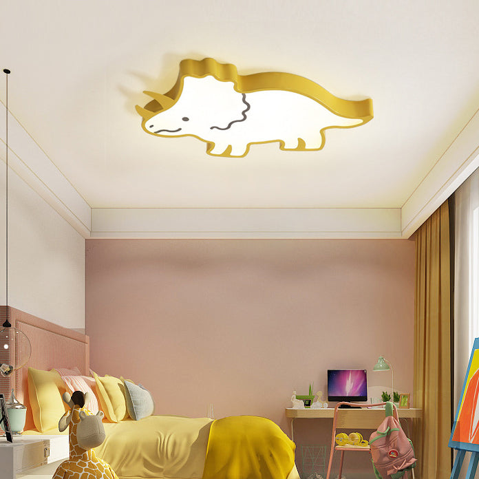 Lumendat Contemporary Creative Kids Cartoon Rhino Iron Acrylic LED Flush Mount Ceiling Light For Bedroom Lumendat