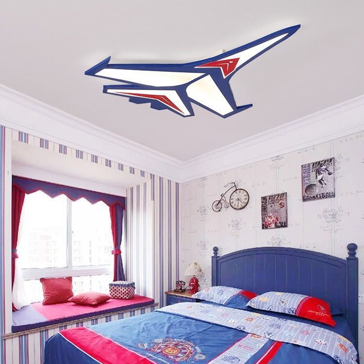 Lumendat Contemporary Creative Kids Cartoon Airplane Iron LED Flush Mount Ceiling Light For Bedroom Lumendat