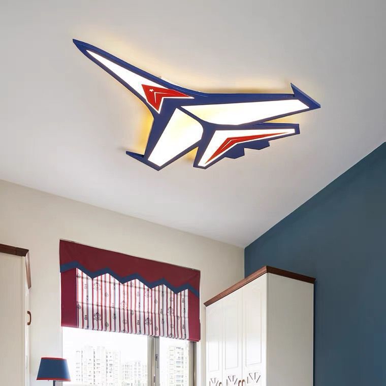 Lumendat Contemporary Creative Kids Cartoon Airplane Iron LED Flush Mount Ceiling Light For Bedroom Lumendat
