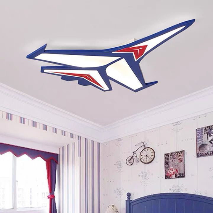 Lumendat Contemporary Creative Kids Cartoon Airplane Iron LED Flush Mount Ceiling Light For Bedroom Lumendat