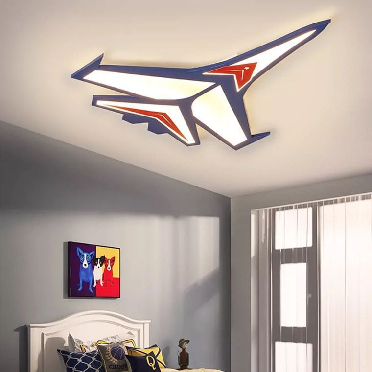 Lumendat Contemporary Creative Kids Cartoon Airplane Iron LED Flush Mount Ceiling Light For Bedroom Lumendat