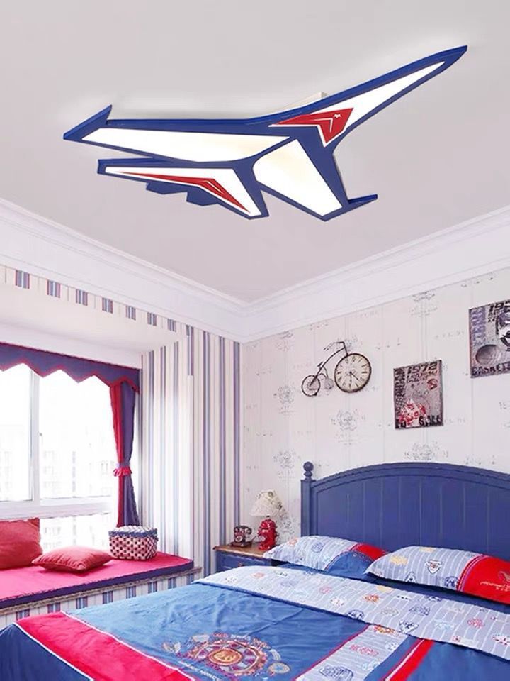 Lumendat Contemporary Creative Kids Cartoon Airplane Iron LED Flush Mount Ceiling Light For Bedroom Lumendat