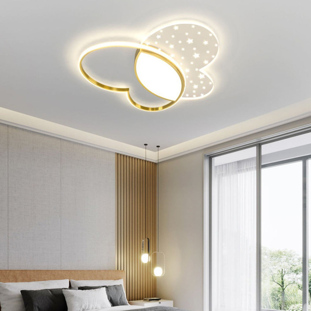 Contemporary Creative Butterfly Metal Acrylic LED Flush Mount Ceiling Light For Bedroom