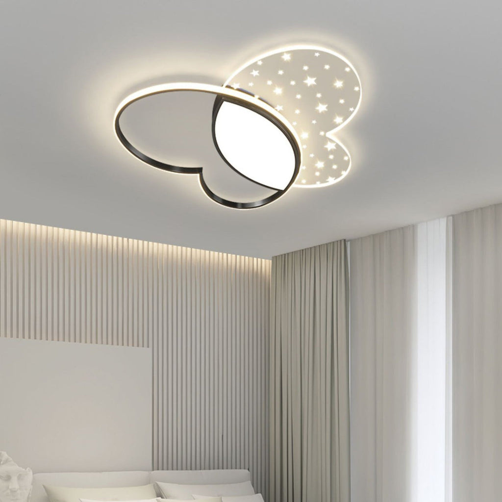 Contemporary Creative Butterfly Metal Acrylic LED Flush Mount Ceiling Light For Bedroom