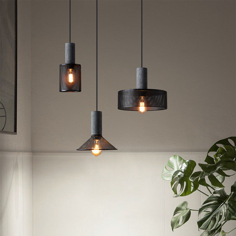 Contemporary Industrial Cylinder Metal Cement 1-light Pendant Light for Living Room BulbSquare
