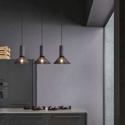 Contemporary Industrial Cylinder Metal Cement 1-Light Pendant Light For Living Room