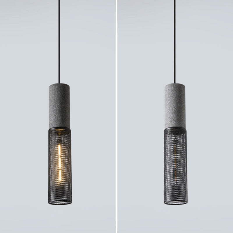 Contemporary Industrial Cylinder Metal Cement 1-light Pendant Light for Living Room BulbSquare