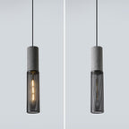 Contemporary Industrial Cylinder Metal Cement 1-light Pendant Light for Living Room BulbSquare