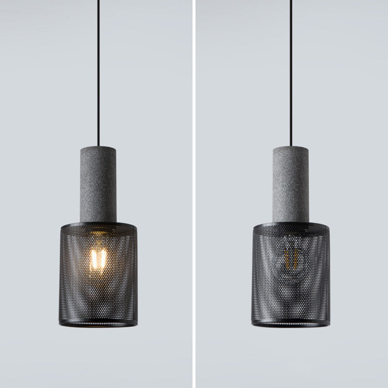 Contemporary Industrial Cylinder Metal Cement 1-light Pendant Light for Living Room BulbSquare