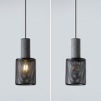 Contemporary Industrial Cylinder Metal Cement 1-light Pendant Light for Living Room BulbSquare