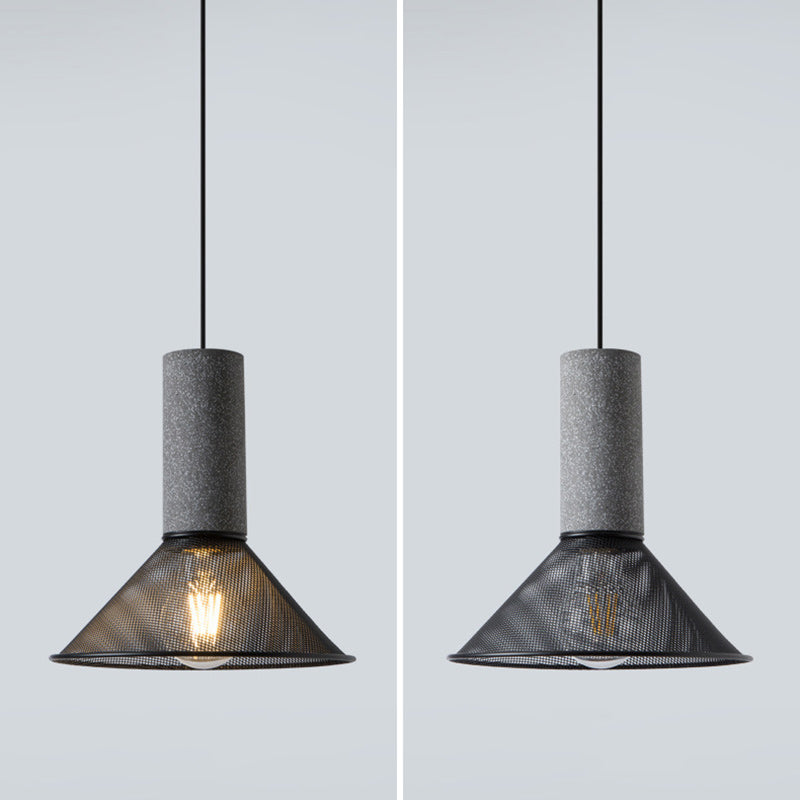 Contemporary Industrial Cylinder Metal Cement 1-light Pendant Light for Living Room BulbSquare