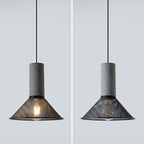 Contemporary Industrial Cylinder Metal Cement 1-light Pendant Light for Living Room BulbSquare