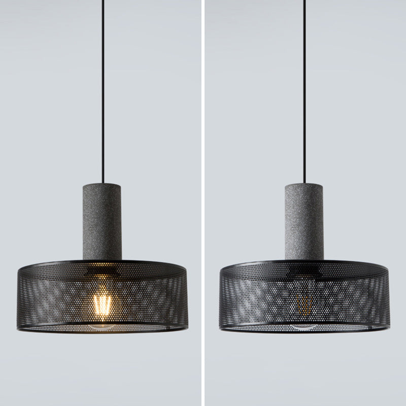 Contemporary Industrial Cylinder Metal Cement 1-light Pendant Light for Living Room BulbSquare