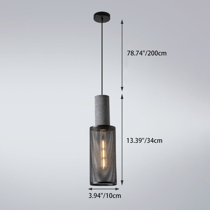 Contemporary Industrial Cylinder Metal Cement 1-Light Pendant Light For Living Room