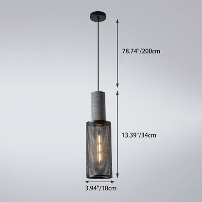Contemporary Industrial Cylinder Metal Cement 1-Light Pendant Light For Living Room