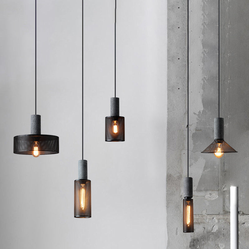 Contemporary Industrial Cylinder Metal Cement 1-light Pendant Light for Living Room BulbSquare