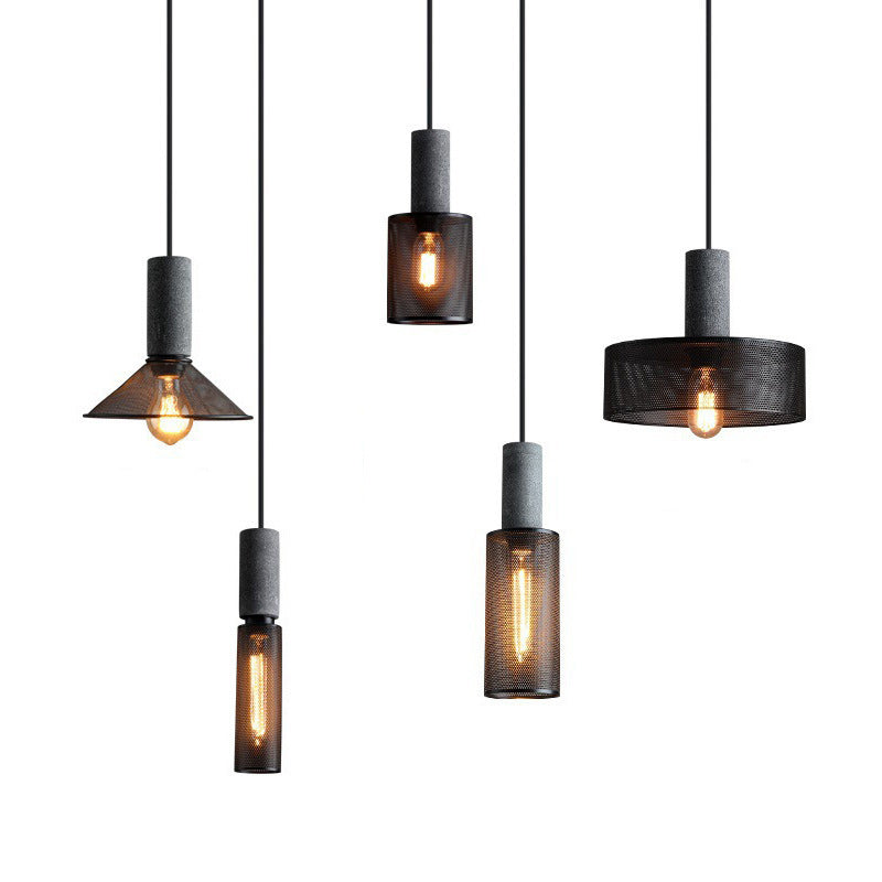 Contemporary Industrial Cylinder Metal Cement 1-light Pendant Light for Living Room BulbSquare