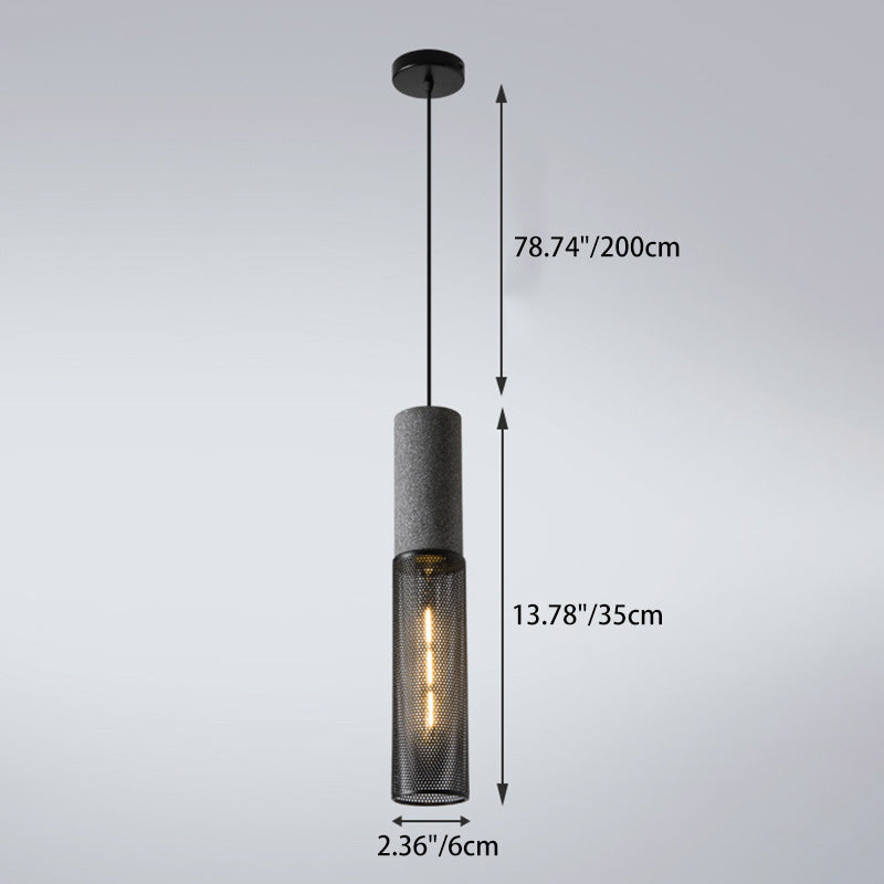 Contemporary Industrial Cylinder Metal Cement 1-Light Pendant Light For Living Room