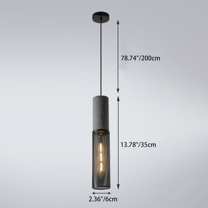 Contemporary Industrial Cylinder Metal Cement 1-Light Pendant Light For Living Room