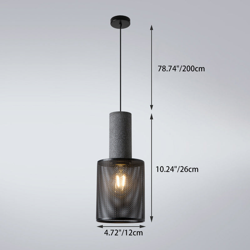 Contemporary Industrial Cylinder Metal Cement 1-light Pendant Light for Living Room BulbSquare