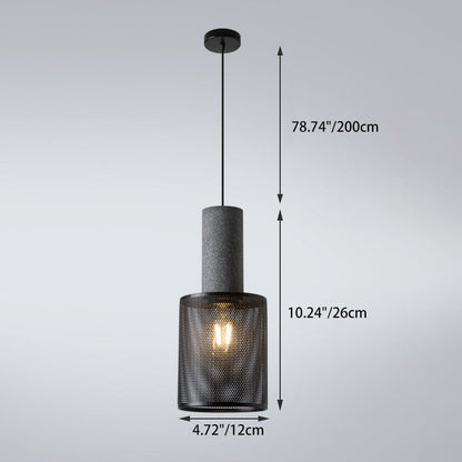 Contemporary Industrial Cylinder Metal Cement 1-Light Pendant Light For Living Room