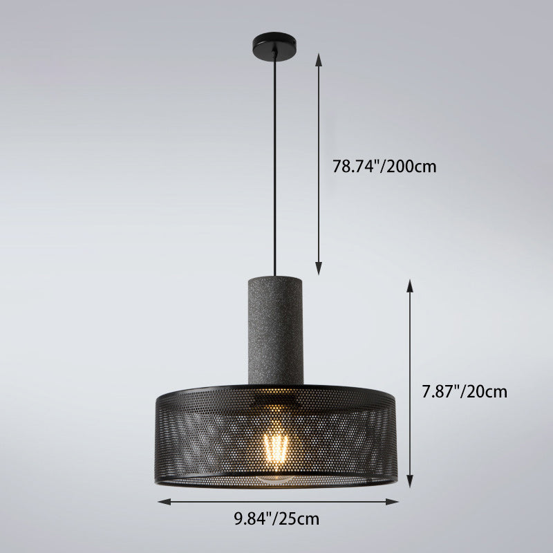 Contemporary Industrial Cylinder Metal Cement 1-light Pendant Light for Living Room BulbSquare