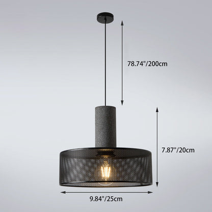 Contemporary Industrial Cylinder Metal Cement 1-Light Pendant Light For Living Room